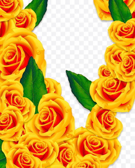 W uppercase from Rose Flowers Font on Yellow Images Creative Fonts - S62095