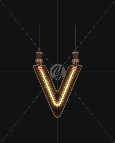 Letter V from Light bulb Alphabet on Yellow Images Creative Fonts - S62190