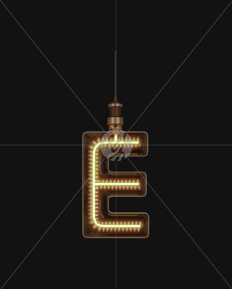 Letter E from Light bulb Alphabet on Yellow Images Creative Fonts - S62173