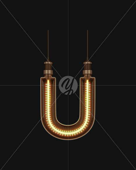 Letter U from Light bulb Alphabet on Yellow Images Creative Fonts - S62189