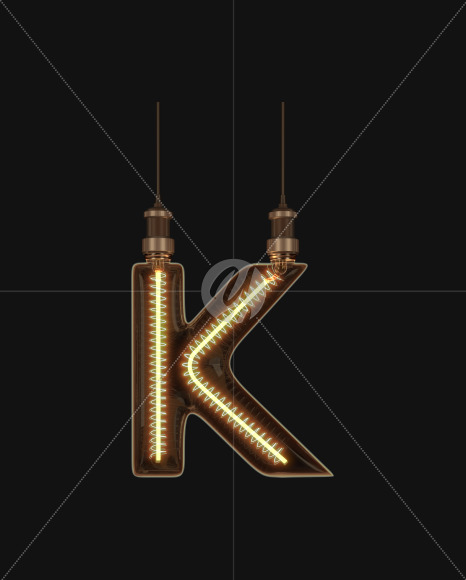 Letter K from Light bulb Alphabet on Yellow Images Creative Fonts - S62179