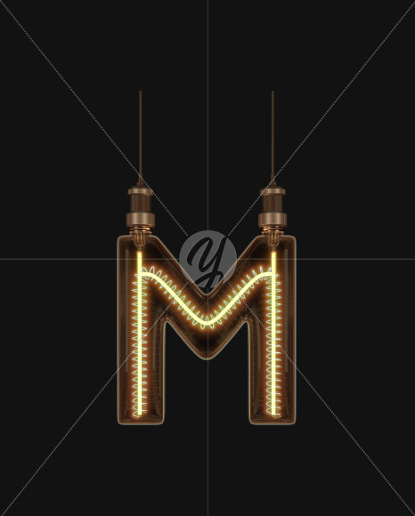 Letter M from Light bulb Alphabet on Yellow Images Creative Fonts - S62181