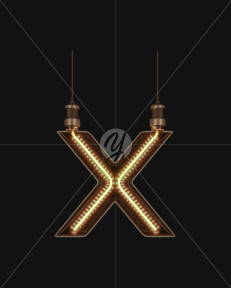 Letter X from Light bulb Alphabet on Yellow Images Creative Fonts - S62192