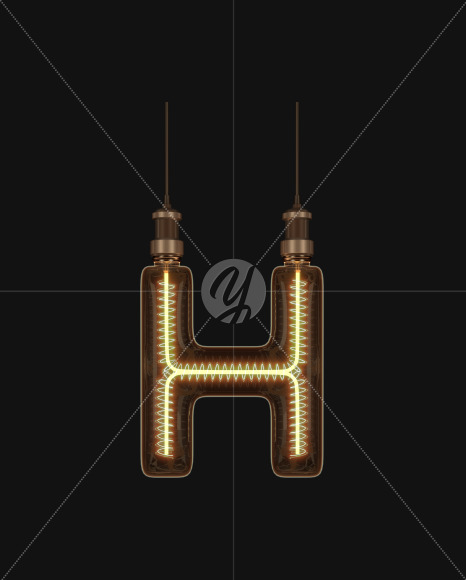 Letter H from Light bulb Alphabet on Yellow Images Creative Fonts - S62176