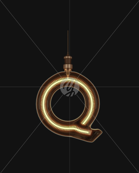 Letter Q from Light bulb Alphabet on Yellow Images Creative Fonts - S62185