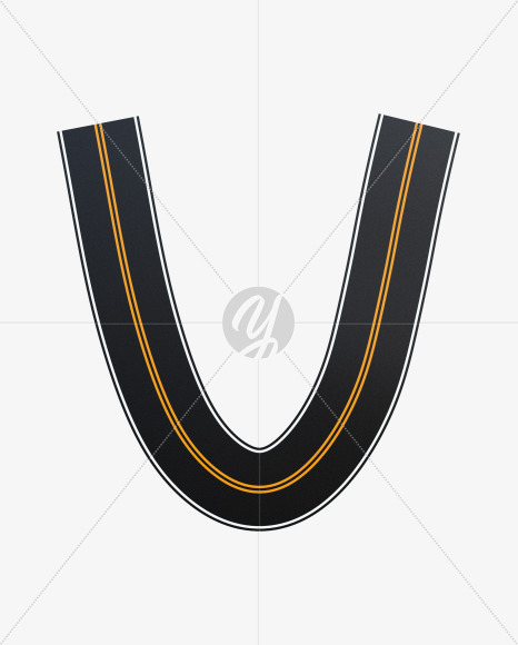 Letter V from Asphalt Road Alphabet on Yellow Images Creative Fonts - S62256