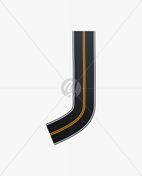 Letter J from Asphalt Road Alphabet on Yellow Images Creative Fonts - S62244