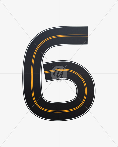 6 from Asphalt Road Alphabet on Yellow Images Creative Fonts - S62267