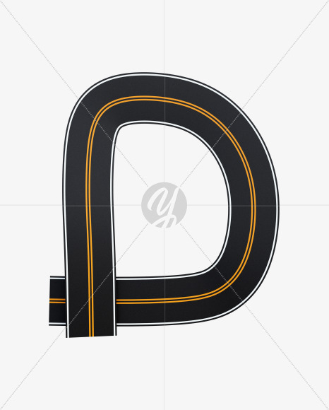 Letter D from Asphalt Road Alphabet on Yellow Images Creative Fonts - S62238