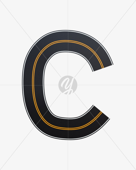 Letter C from Asphalt Road Alphabet on Yellow Images Creative Fonts - S62237