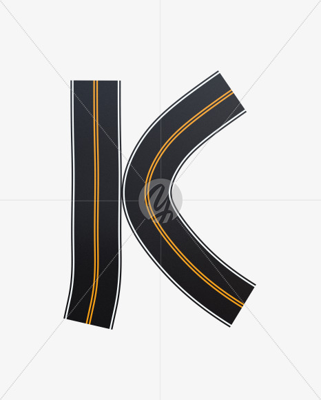 Letter K from Asphalt Road Alphabet on Yellow Images Creative Fonts - S62245