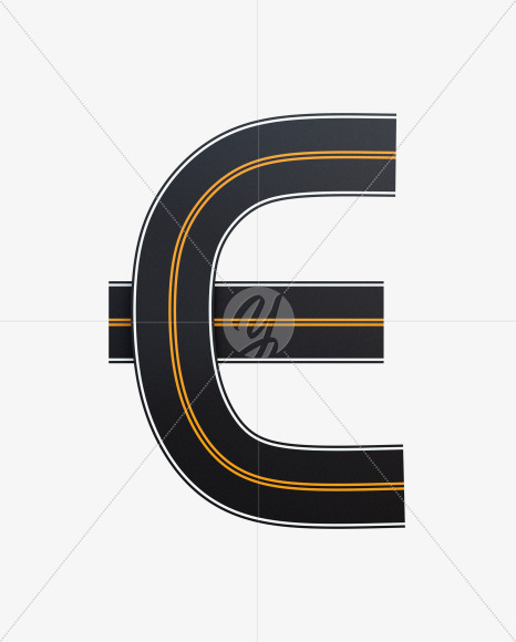 Letter E from Asphalt Road Alphabet on Yellow Images Creative Fonts - S62239