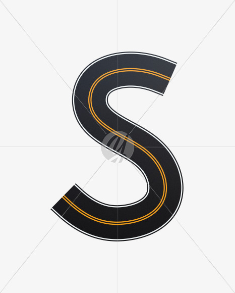 Letter S from Asphalt Road Alphabet on Yellow Images Creative Fonts - S62253