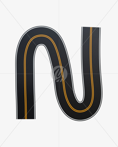 Letter N from Asphalt Road Alphabet on Yellow Images Creative Fonts - S62248