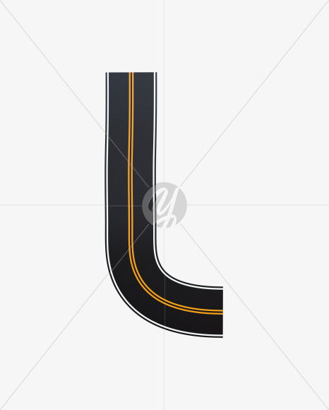 Letter L from Asphalt Road Alphabet on Yellow Images Creative Fonts - S62246