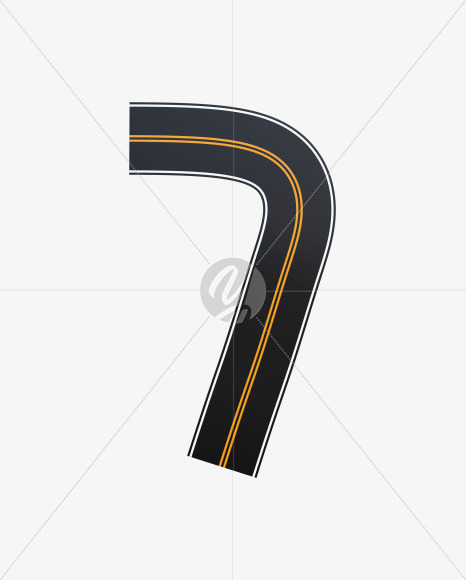 7 from Asphalt Road Alphabet on Yellow Images Creative Fonts - S62268