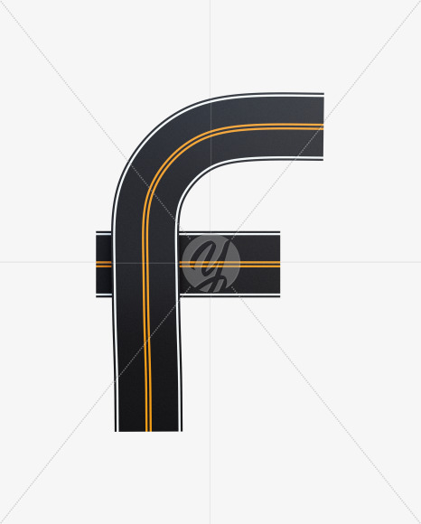 Letter F from Asphalt Road Alphabet on Yellow Images Creative Fonts - S62240