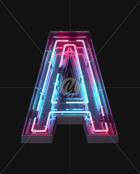 Letter A from Neon Lines font on Yellow Images Creative Fonts - S62352