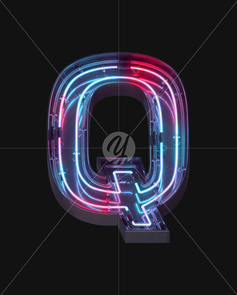 Letter Q from Neon Lines font on Yellow Images Creative Fonts - S62368