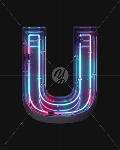 Letter U from Neon Lines font on Yellow Images Creative Fonts - S62372