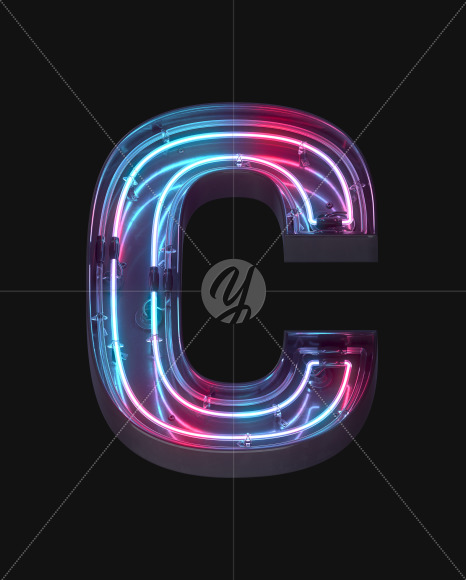 Letter C from Neon Lines font on Yellow Images Creative Fonts - S62354