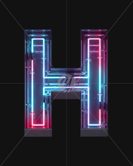 Letter H from Neon Lines font on Yellow Images Creative Fonts - S62359