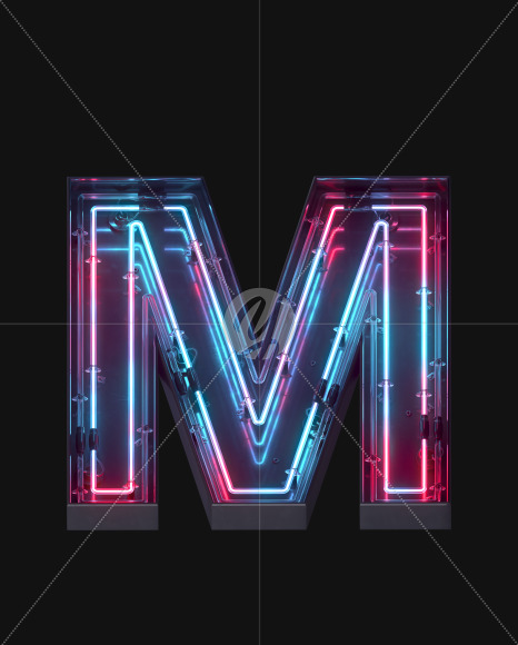 Letter M from Neon Lines font on Yellow Images Creative Fonts - S62364