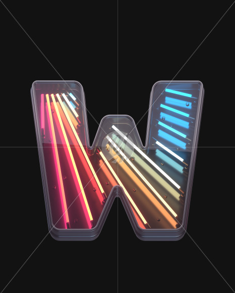 Letter W from Retro Neon font on Yellow Images Creative Fonts - S62500