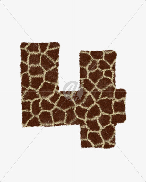 4 from Giraffe fur alphabet on Yellow Images Creative Fonts - S62549