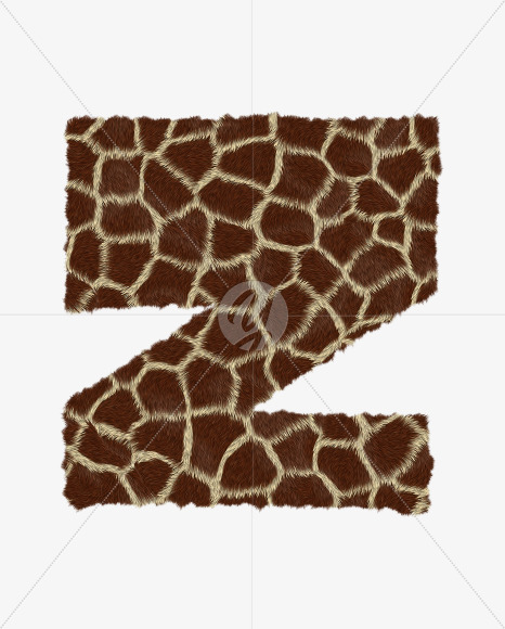 Letter Z from Giraffe fur alphabet on Yellow Images Creative Fonts - S62544