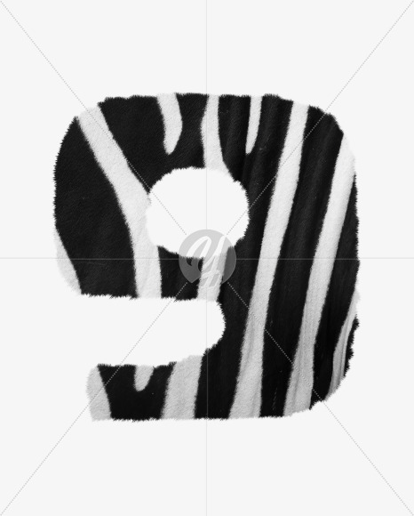 9 from Zebra fur alphabet on Yellow Images Creative Fonts - S62628