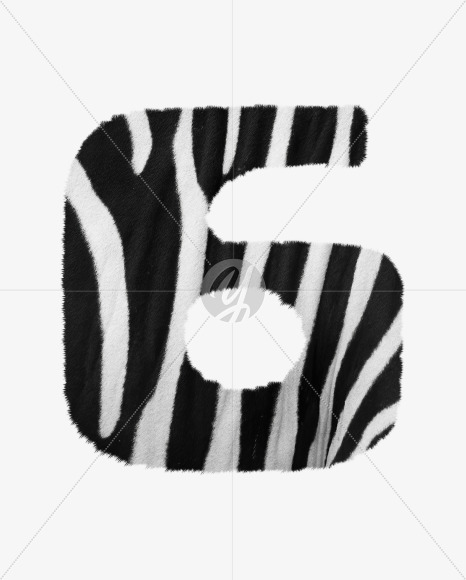 6 from Zebra fur alphabet on Yellow Images Creative Fonts - S62625