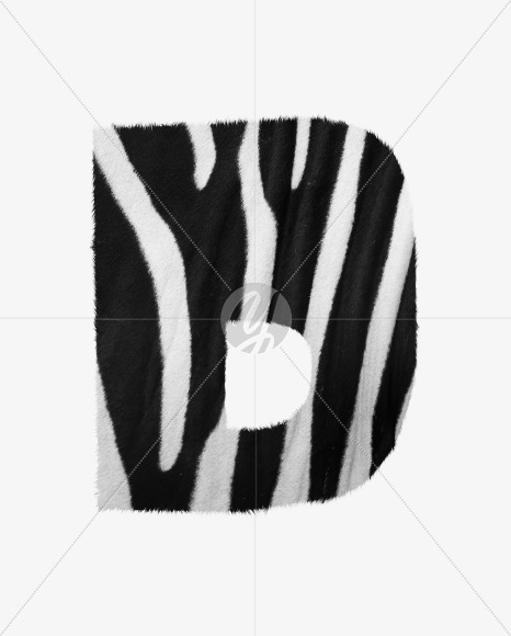 Letter D from Zebra fur alphabet on Yellow Images Creative Fonts - S62596