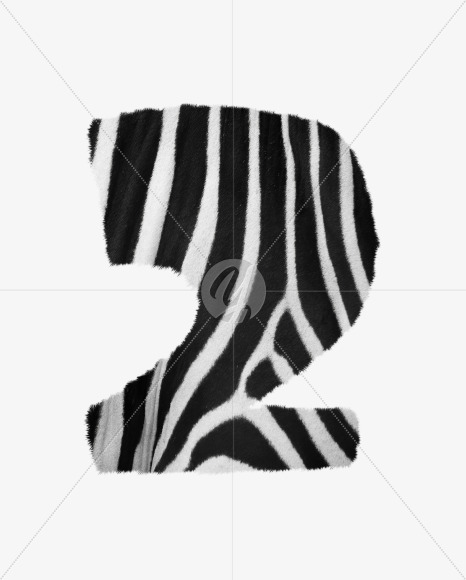 2 from Zebra fur alphabet on Yellow Images Creative Fonts - S62621