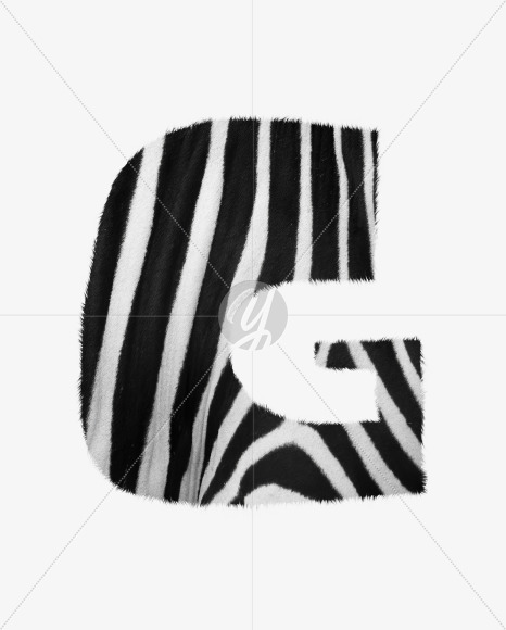 Letter G from Zebra fur alphabet on Yellow Images Creative Fonts - S62599