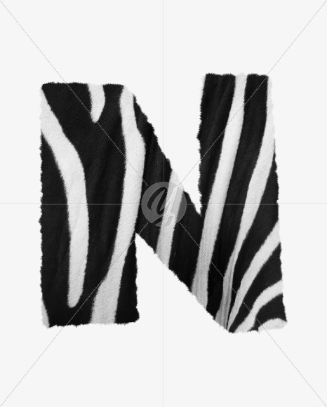 Letter N from Zebra fur alphabet on Yellow Images Creative Fonts - S62606