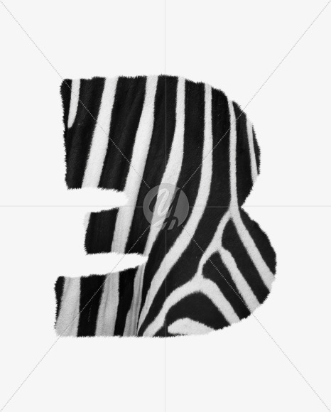 3 from Zebra fur alphabet on Yellow Images Creative Fonts - S62622