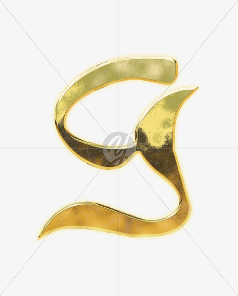 Letter G from Arabic style golden alphabet on Yellow Images Creative Fonts - S62634