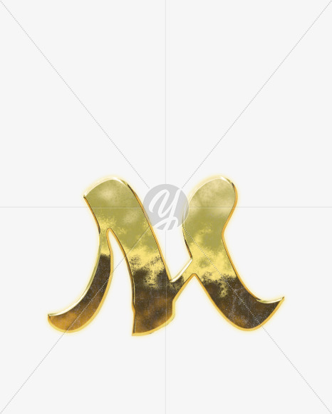 Letter M from Arabic style golden alphabet on Yellow Images Creative Fonts - S62640