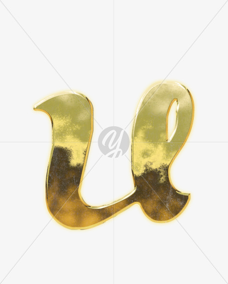 Letter U from Arabic style golden alphabet on Yellow Images Creative Fonts - S62648