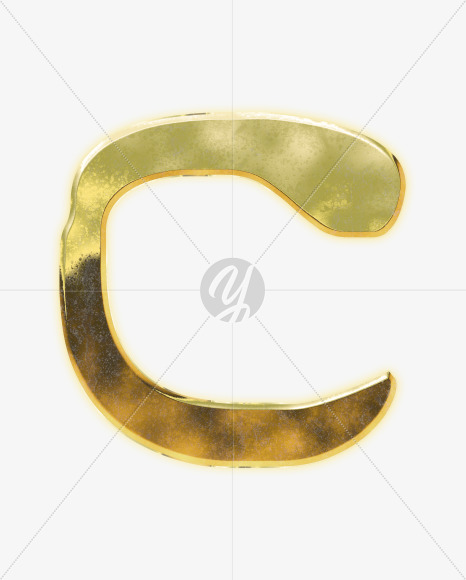 Letter C from Arabic style golden alphabet on Yellow Images Creative Fonts - S62632