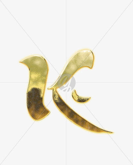 Letter K from Arabic style golden alphabet on Yellow Images Creative Fonts - S62638