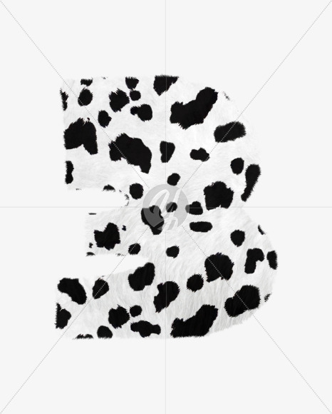 3 from Dalmatian fur alphabet on Yellow Images Creative Fonts - S62723