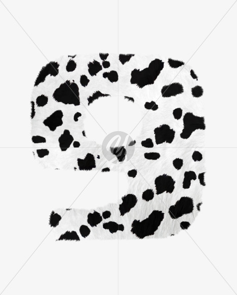 9 from Dalmatian fur alphabet on Yellow Images Creative Fonts - S62729