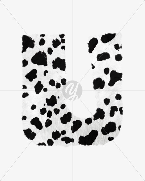 Letter U from Dalmatian fur alphabet on Yellow Images Creative Fonts - S62714