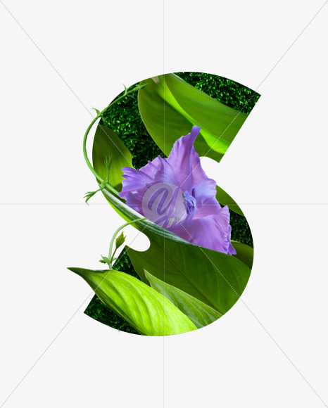 Letter S from Realistic floral font with flowers and leaves. on Yellow Images Creative Fonts - S62759