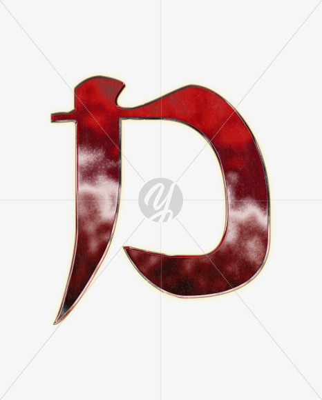 Letter D from Bloody samurai alphabet on Yellow Images Creative Fonts - S62771