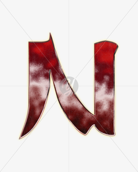 Letter N from Bloody samurai alphabet on Yellow Images Creative Fonts - S62781