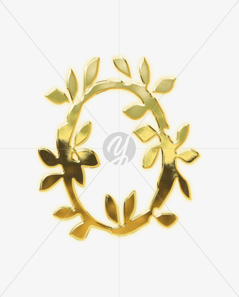 0 from Golden leaf alphabet on Yellow Images Creative Fonts - S62831