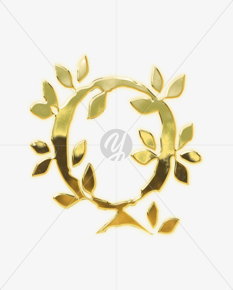 Letter Q from Golden leaf alphabet on Yellow Images Creative Fonts - S62821